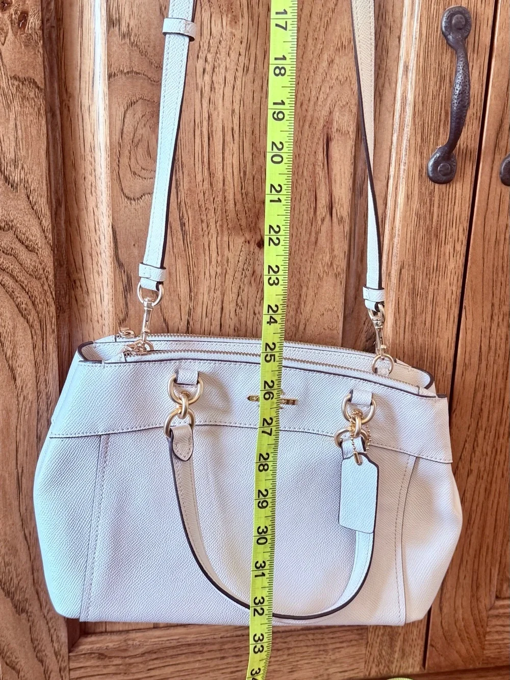 Coach Christie Carryall Ivory Crossgrain Leather Satchel Crossbody